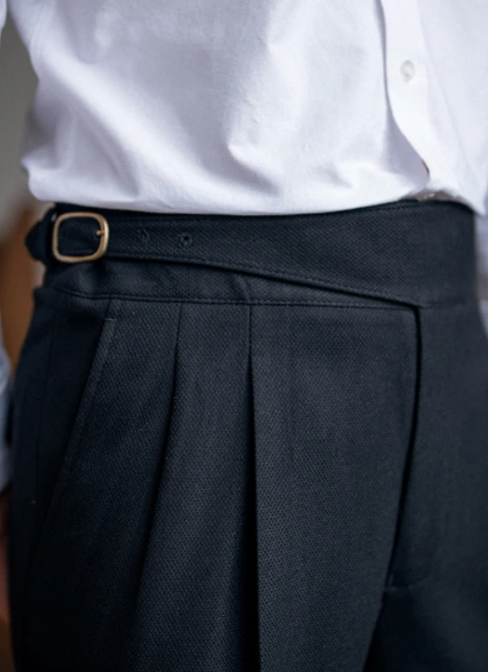 Mid-High Waist Naples Trousers - navy