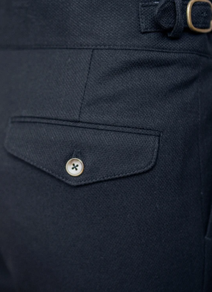 Mid-High Waist Naples Trousers - navy