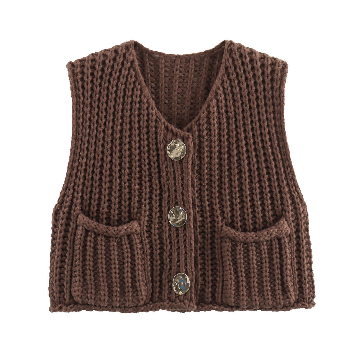 Lana™ - Mouwloos gebreid vest met zakken