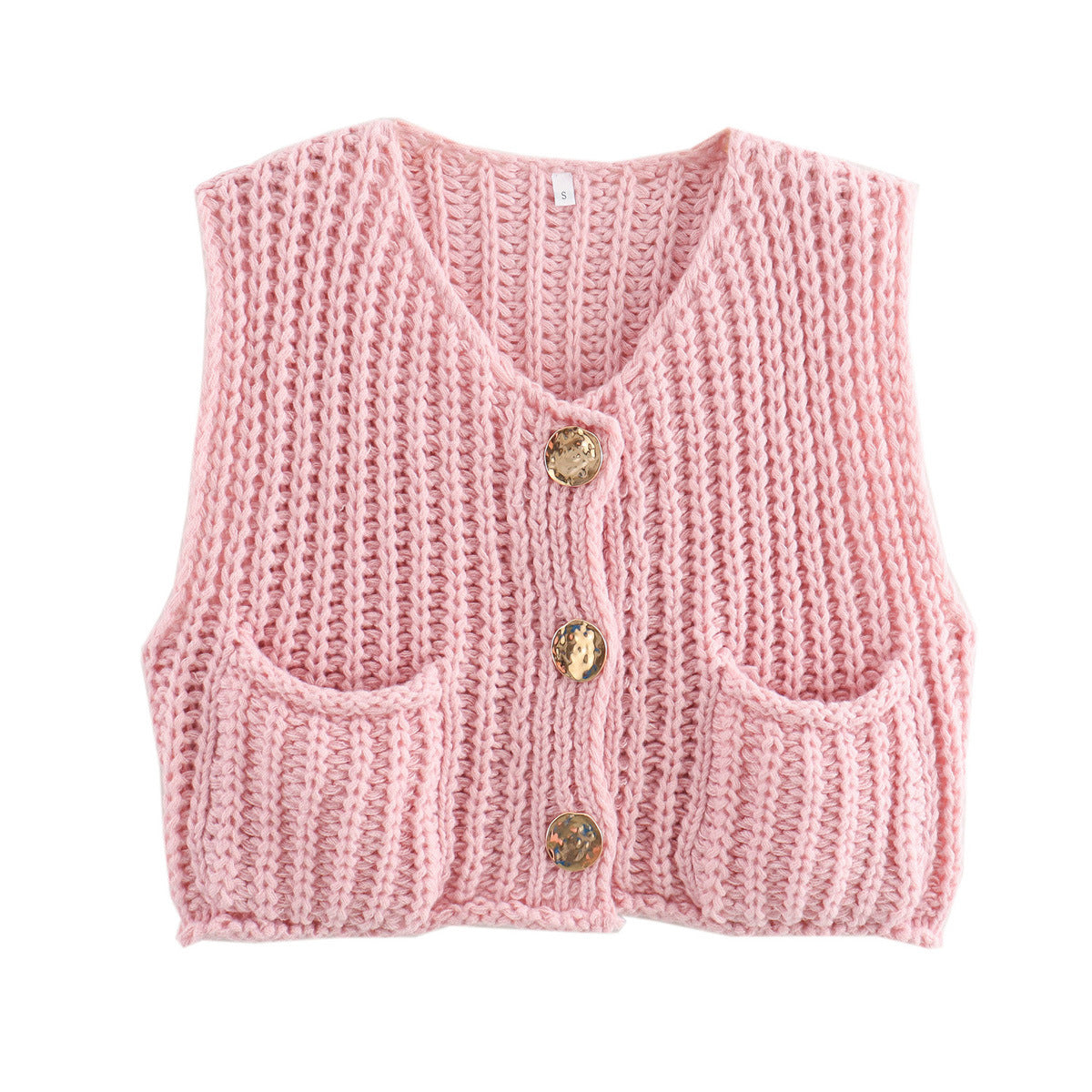 Lana™ - Mouwloos gebreid vest met zakken