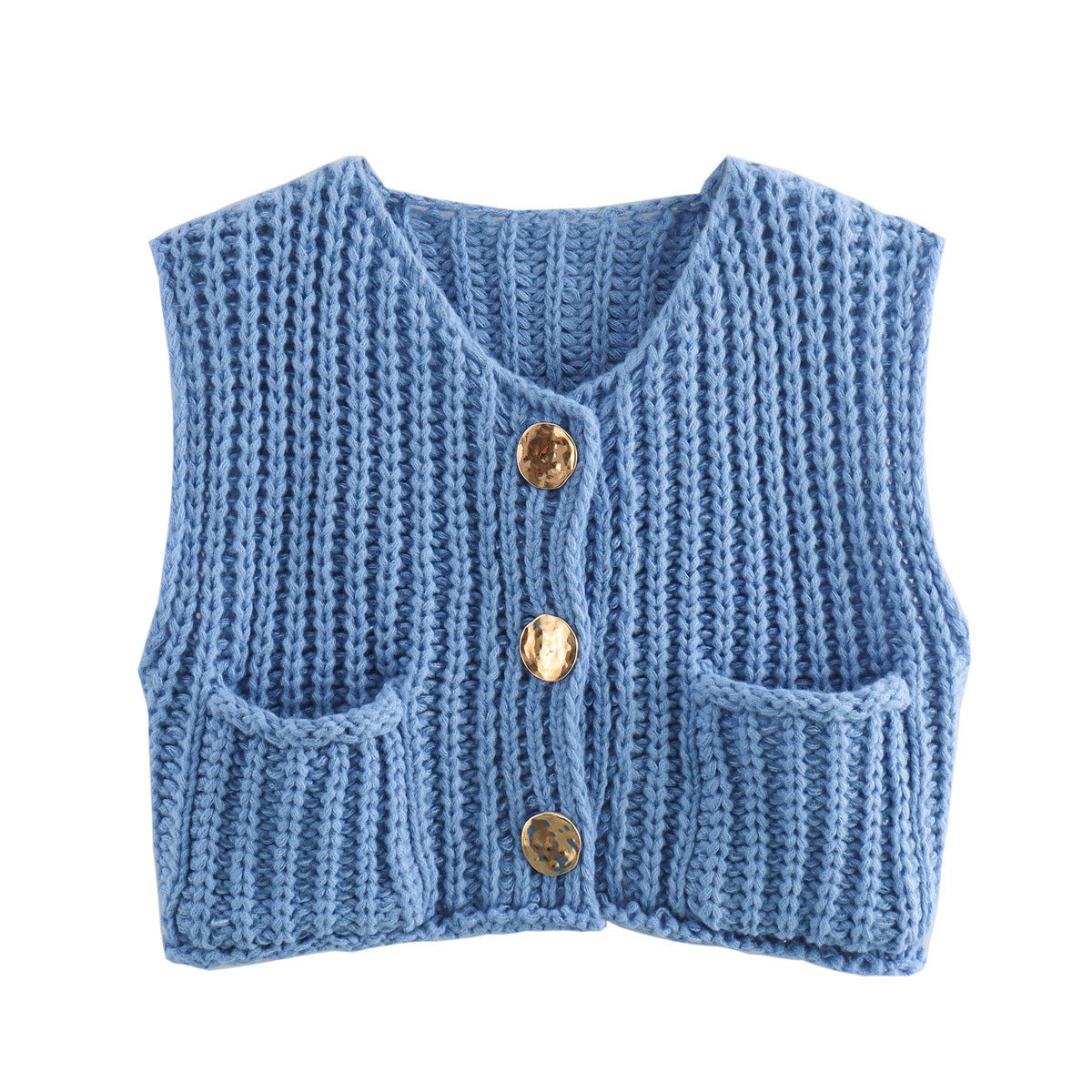 Lana™ - Mouwloos gebreid vest met zakken