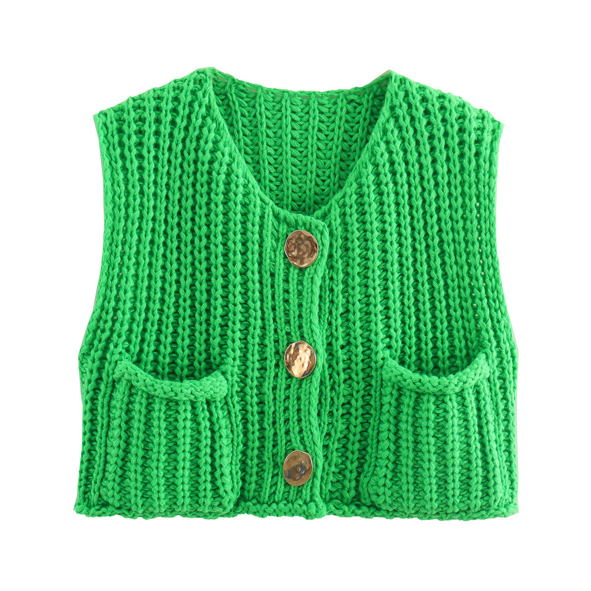 Lana™ - Mouwloos gebreid vest met zakken