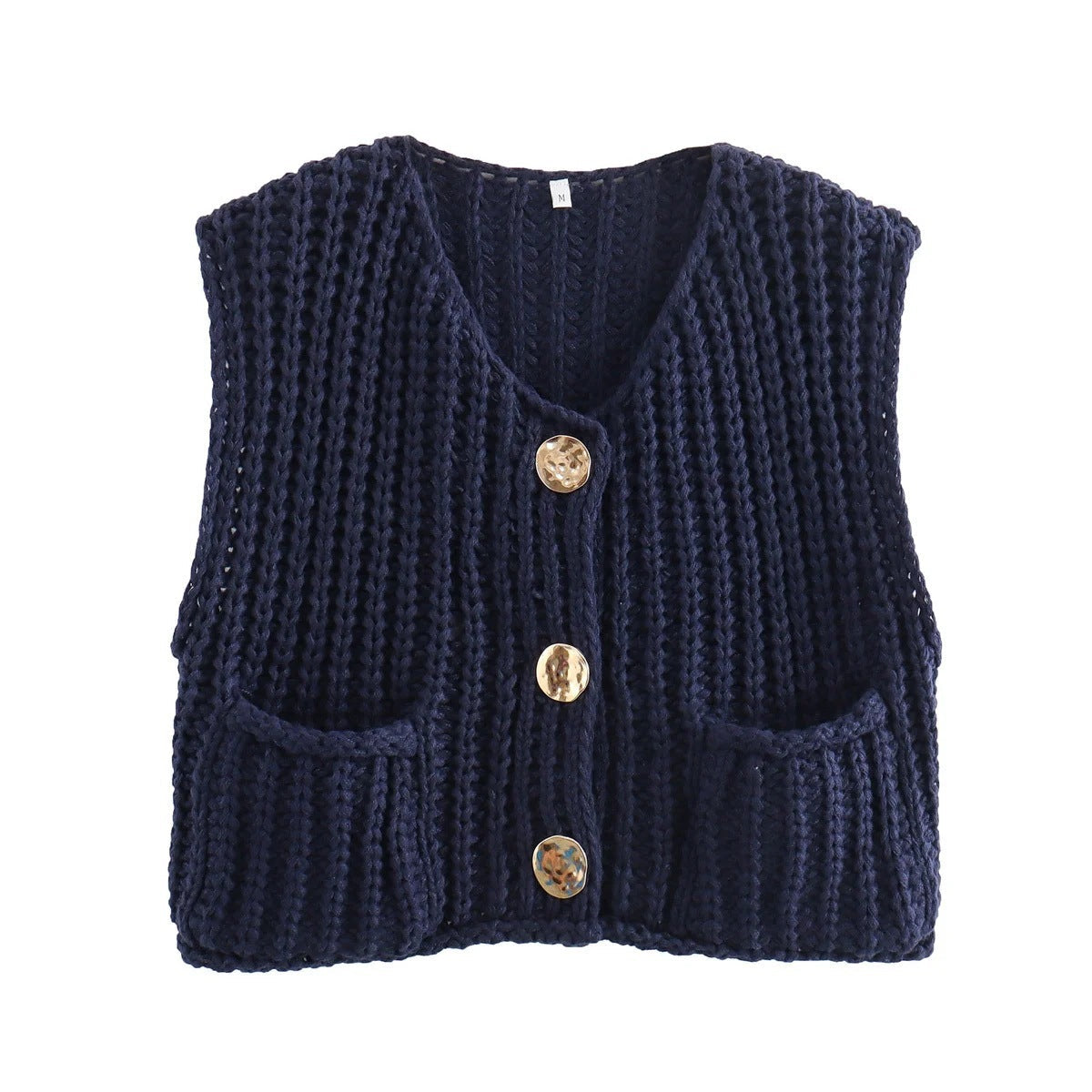 Lana™ - Mouwloos gebreid vest met zakken