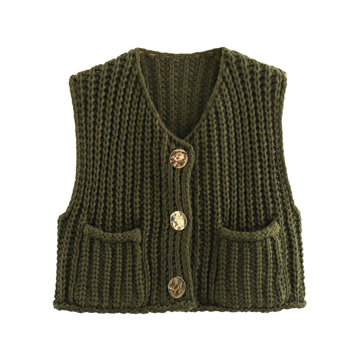 Lana™ - Mouwloos gebreid vest met zakken