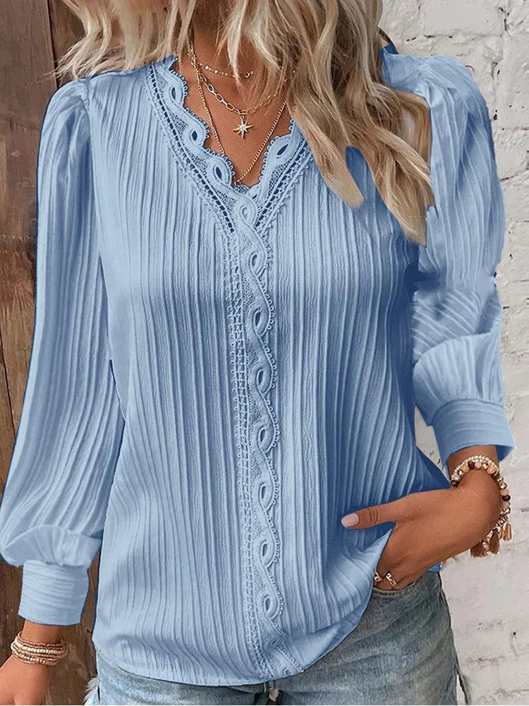 Emma | Blouse met Kantdetails in Chiffon
