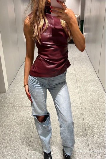 Cara | Bordeauxrode top